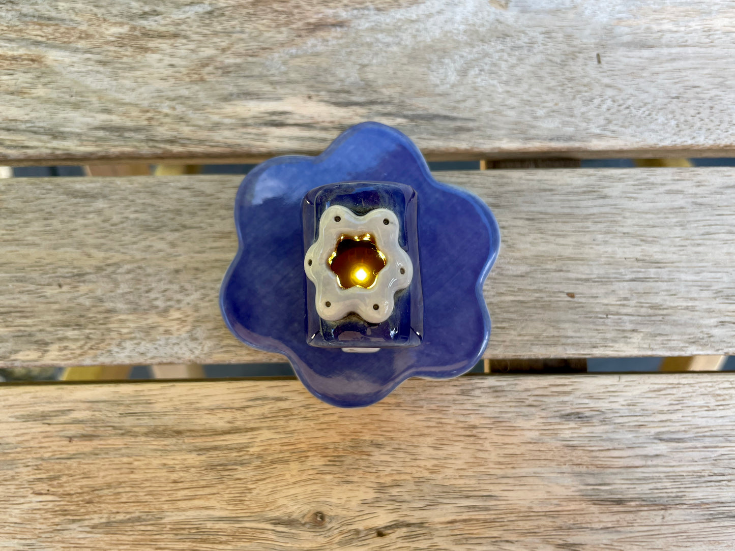 Handmade Ceramic Tiny Christmas House + Dish Unique Holiday Pottery Gift Includes LED Light