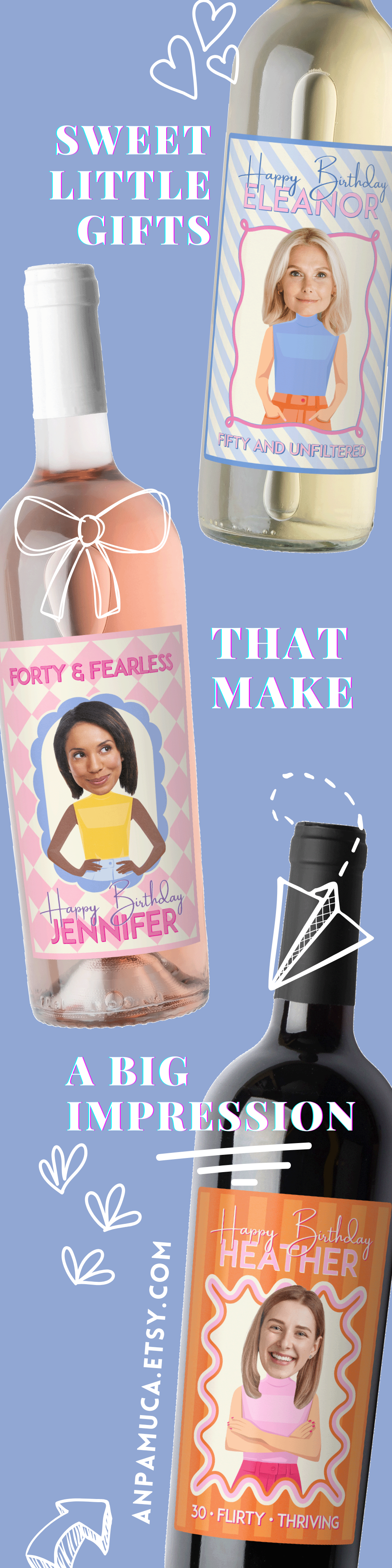 Custom Milestone Birthday Wine Label with Photo - 30th 40th 50th