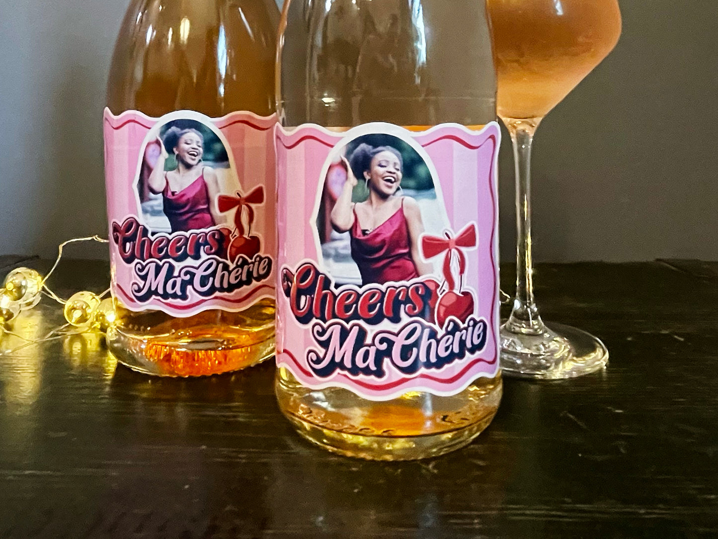 Personalized Birthday Wine Label with Photo - Cherry Design Gift Digital/Print