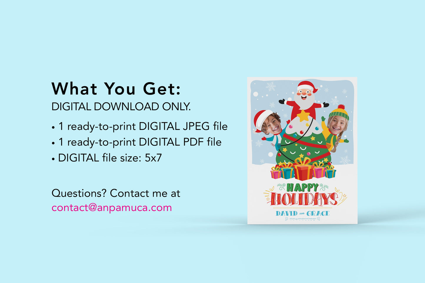 Personalized Christmas Card with Photo / Funny Photo Christmas Card / DIGITAL DOWNLOAD