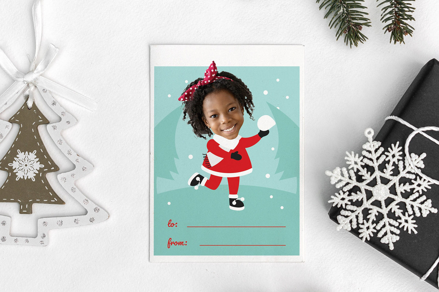 Custom Christmas Gift Tags - Personalized Kids Face on Cartoon Body