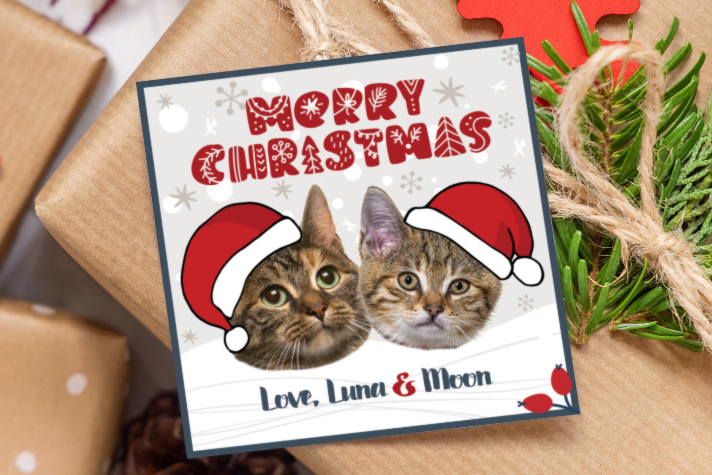 Custom Pet Christmas Gift Tags -Dog Holiday To From Gift Tags - Holiday Gift Label