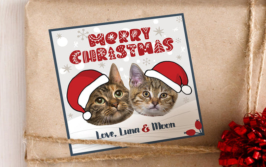 Custom Pet Christmas Gift Tags -Dog Holiday To From Gift Tags - Holiday Gift Label