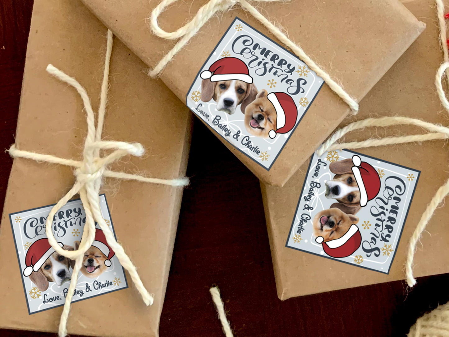 Dog Christmas Gift Tags -Personalized Dog Gift Tag - Dog Lover Gift Tag