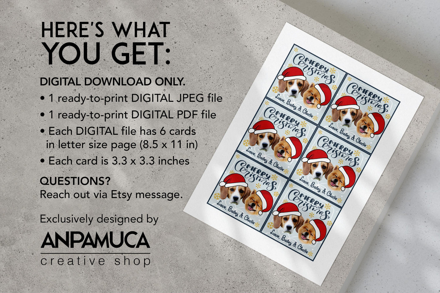 Dog Christmas Gift Tags -Personalized Dog Gift Tag - Dog Lover Gift Tag