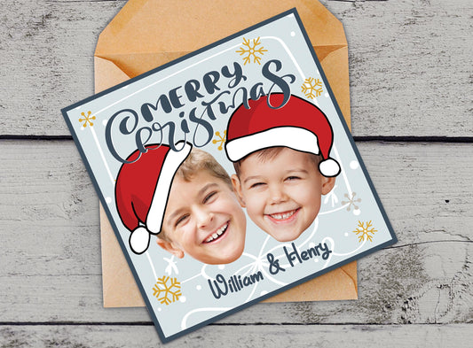 Kids Personalized Christmas Gift Tags - Custom Face Holiday Tag - Print OR Digital File