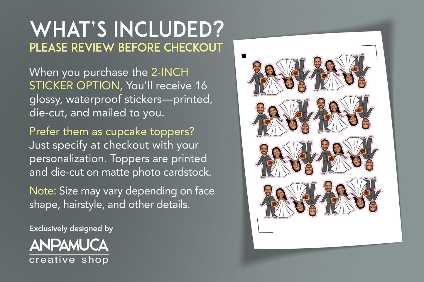 Personalized Bride & Groom Face Stickers: Funny Wedding Favors (Digital or Printed