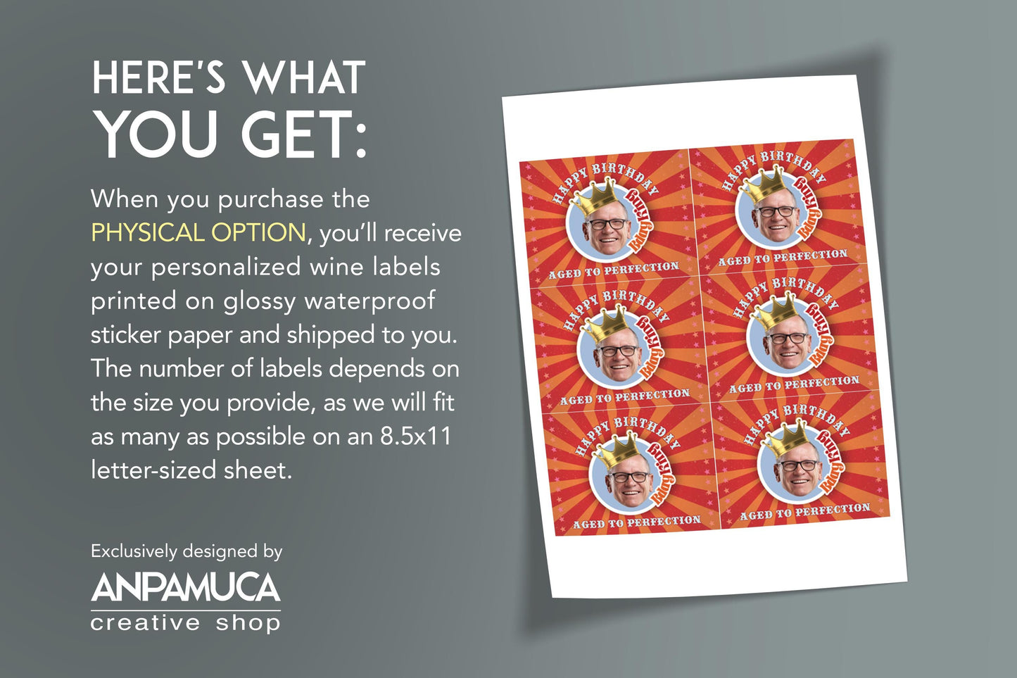 Personalized Gold Crown Milestone Unique Champagne Bottle Label Custom wine labels