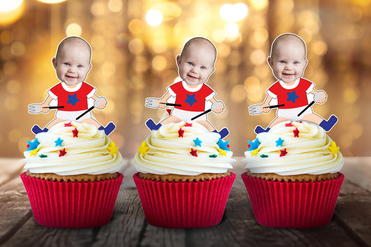 Custom Firecracker Baby Face Stickers: 4th of July Cupcake Toppers