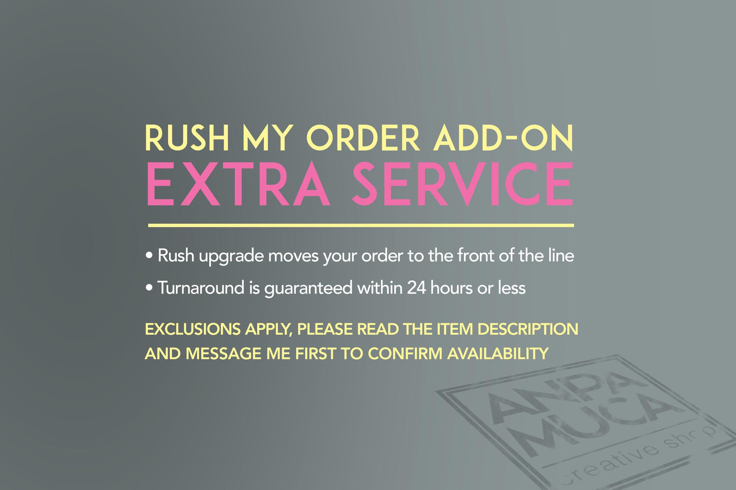 Rush my Order ADD On Extra Service