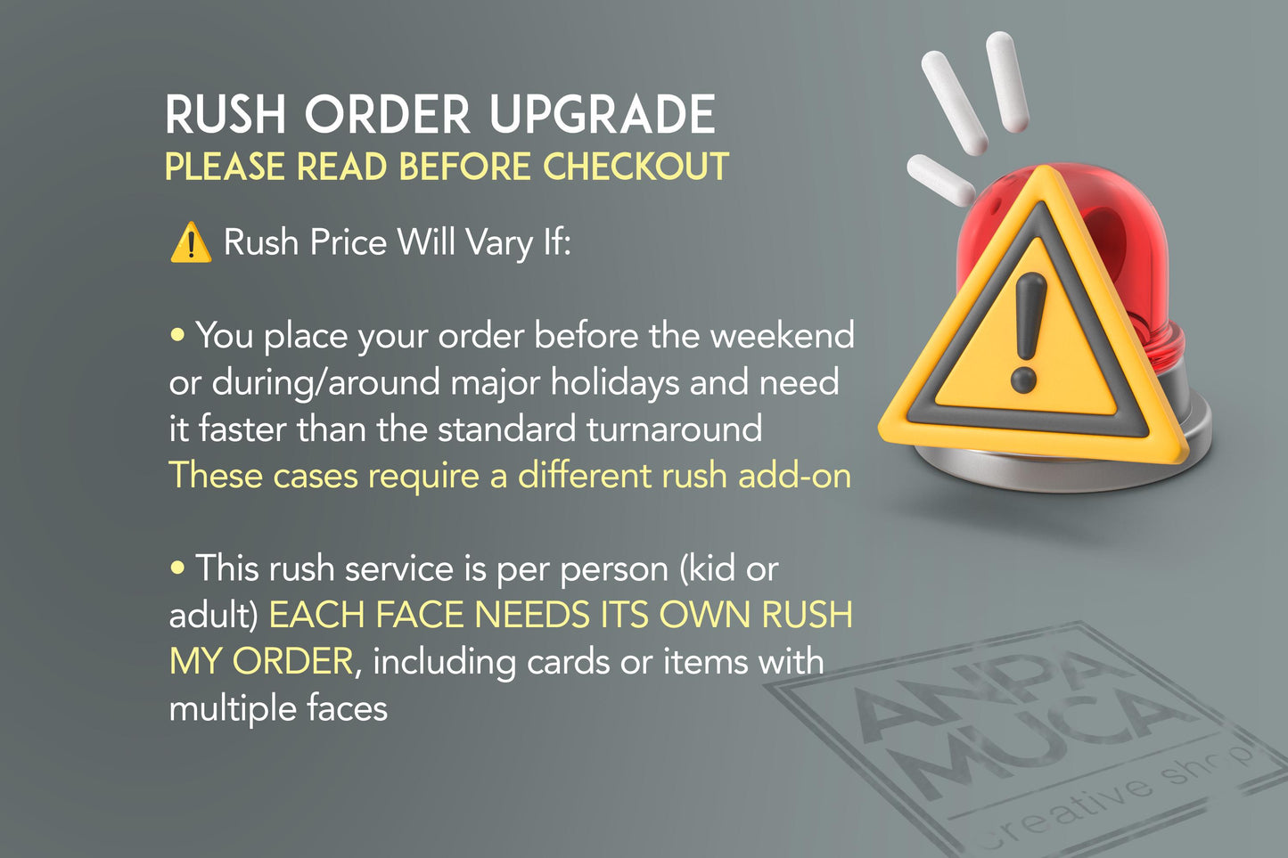 Rush my Order ADD On Extra Service