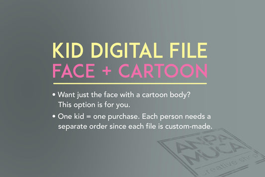 Child Cartoon Portrait: Face with Cartoon Body (Digital File)