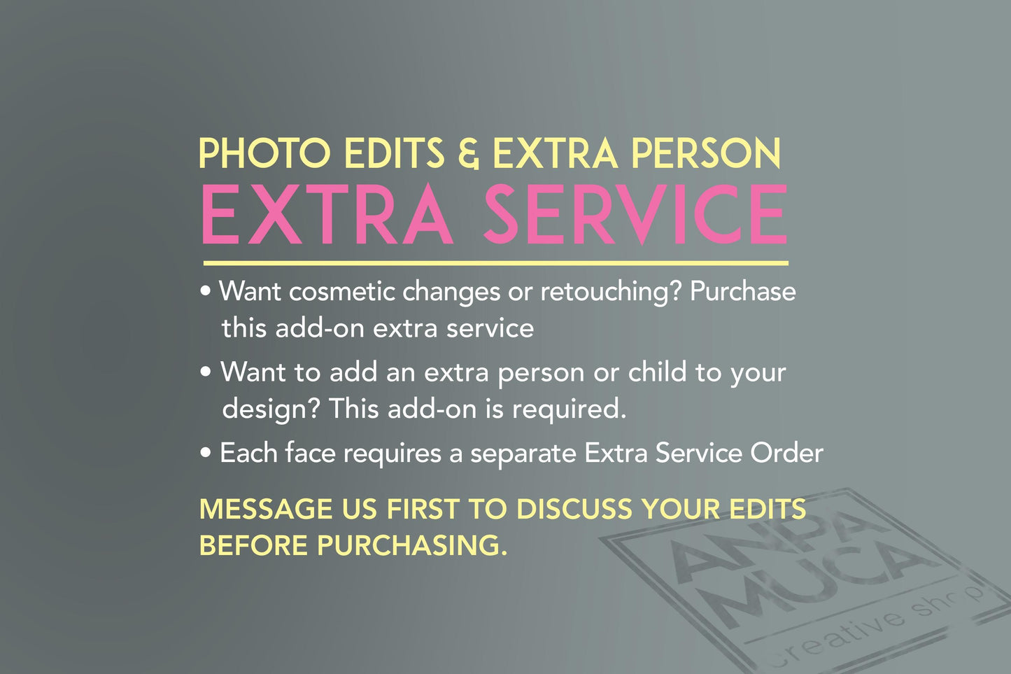 Photo Edits and Extra Person - ADD ON SERVICE