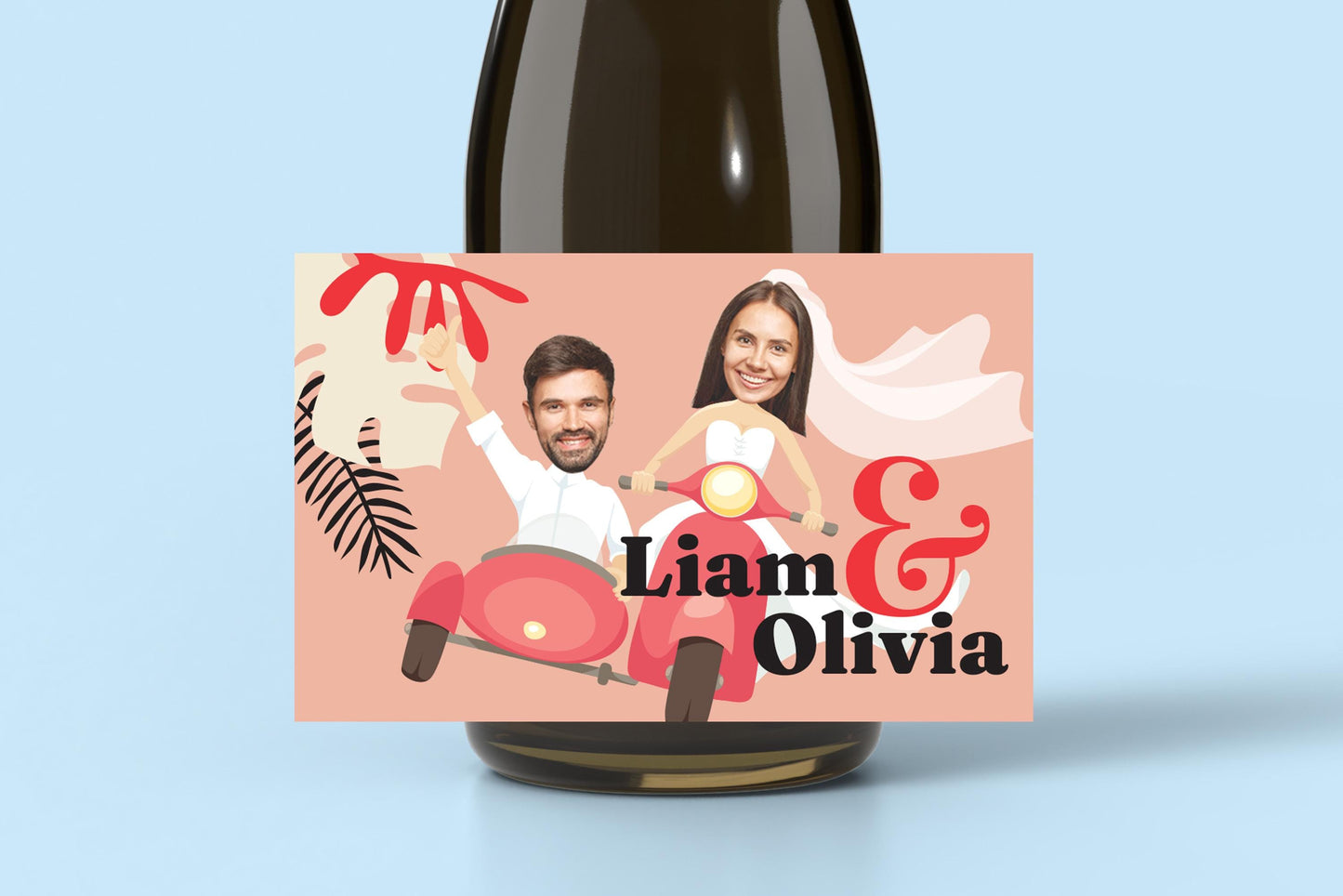 Personalized Engagement Champagne Label: Custom Photo Wine Sticker Digital Option Available