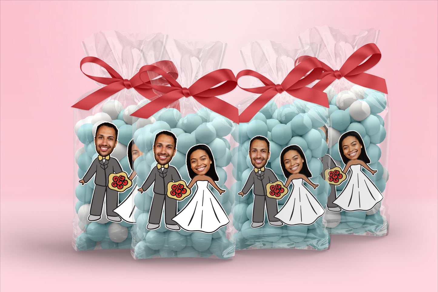 Personalized Bride & Groom Face Stickers: Funny Wedding Favors (Digital or Printed