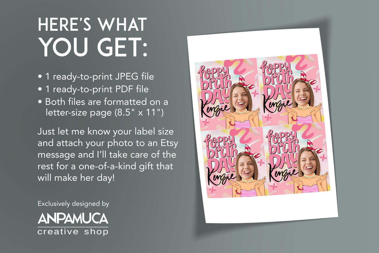 Best friend wine bottle label gift under 20US a birthday card with a girl's face.