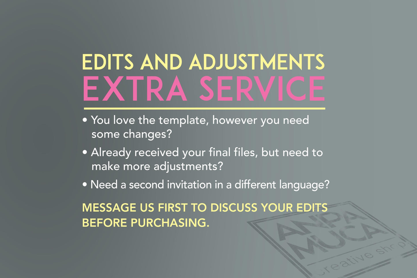 Edits and Adjustments ADD On Extra Service
