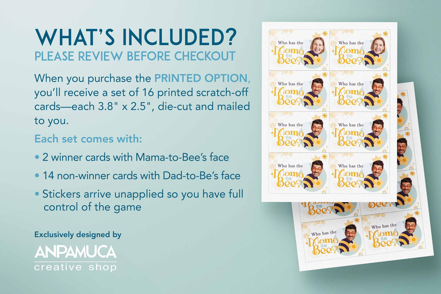 Find The Mama To Bee Scratch Off Game: Bumblebee Baby Shower Digital Option Available