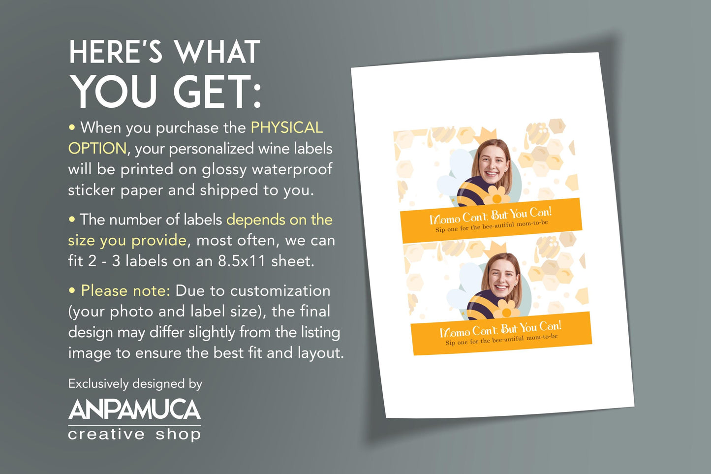 Custom I Cant Drink This But You Can Baby Shower Champagne Tag Funny Pregnancy Announcement Personalized Pregnancy Gift Mom Cant Drink Label