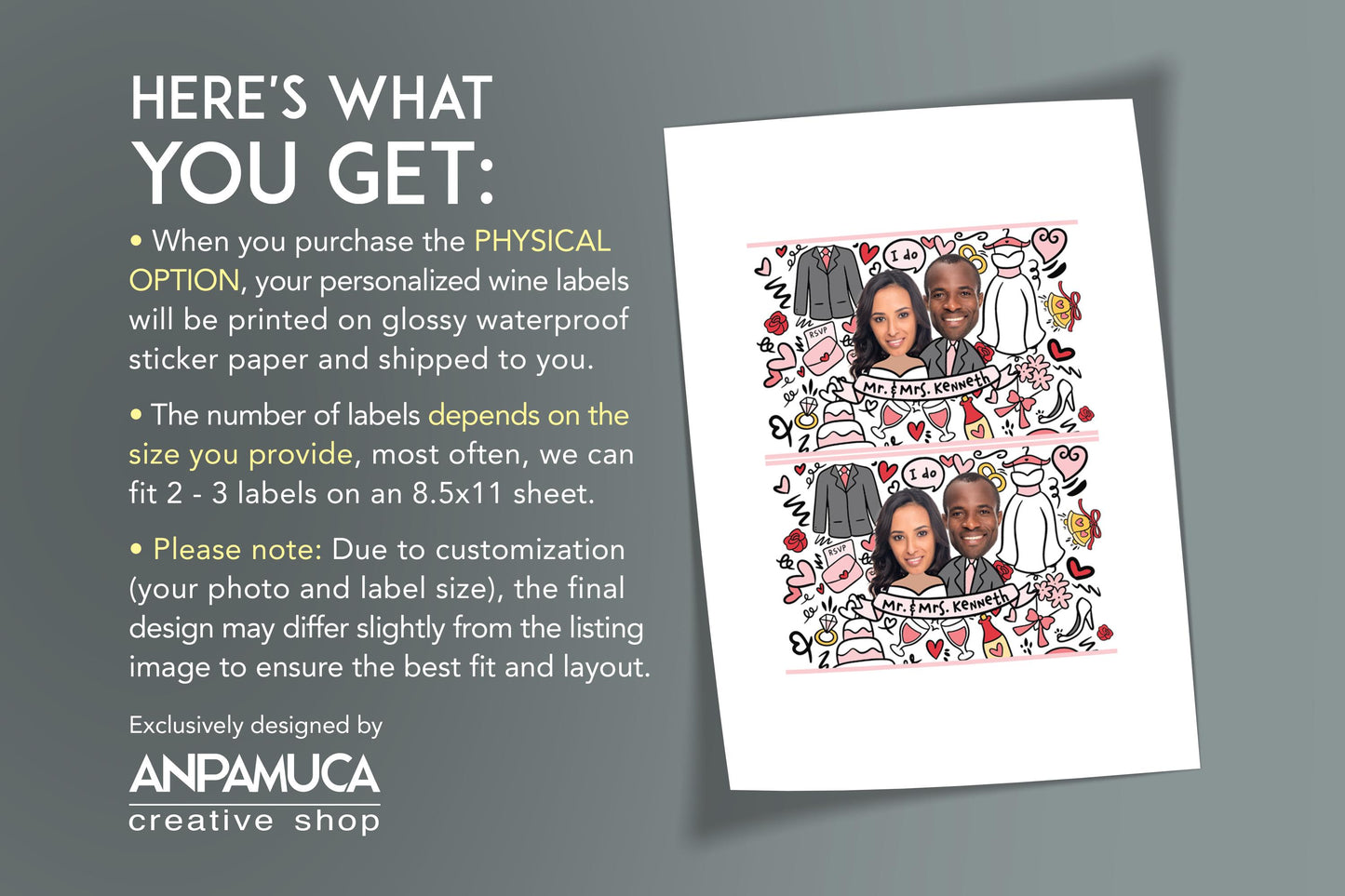 Custom Engagement Wine Label: Photo Gift, Personalized Champagne Favor Digital Option Available