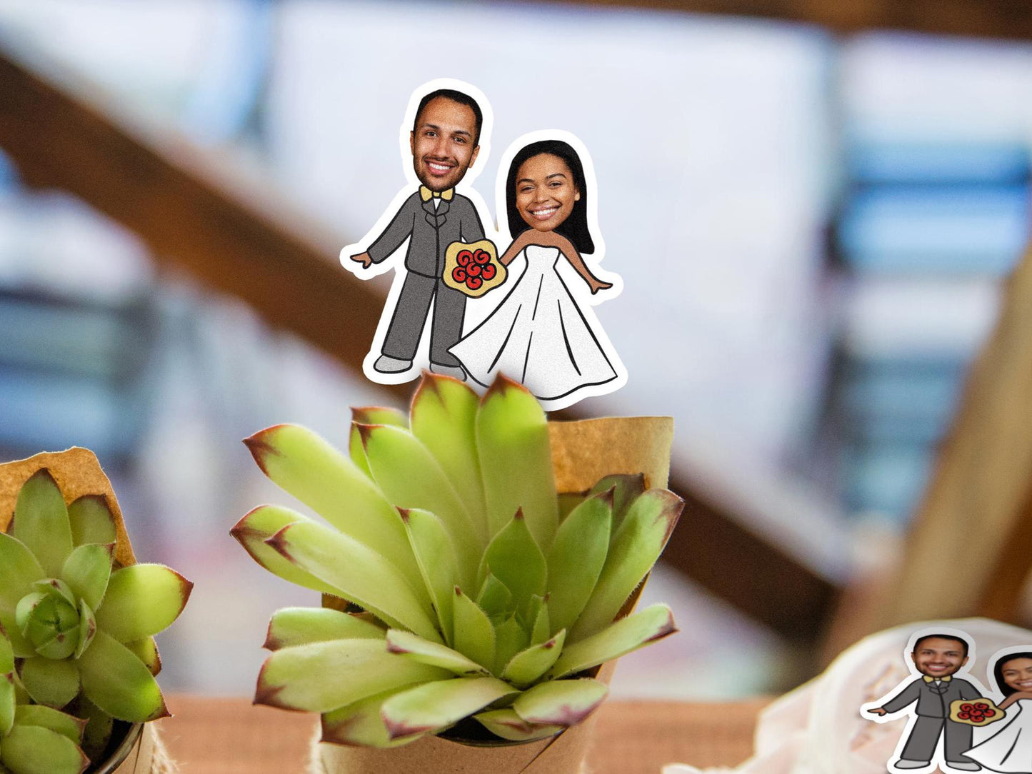 Personalized Bride & Groom Face Stickers: Funny Wedding Favors (Digital or Printed