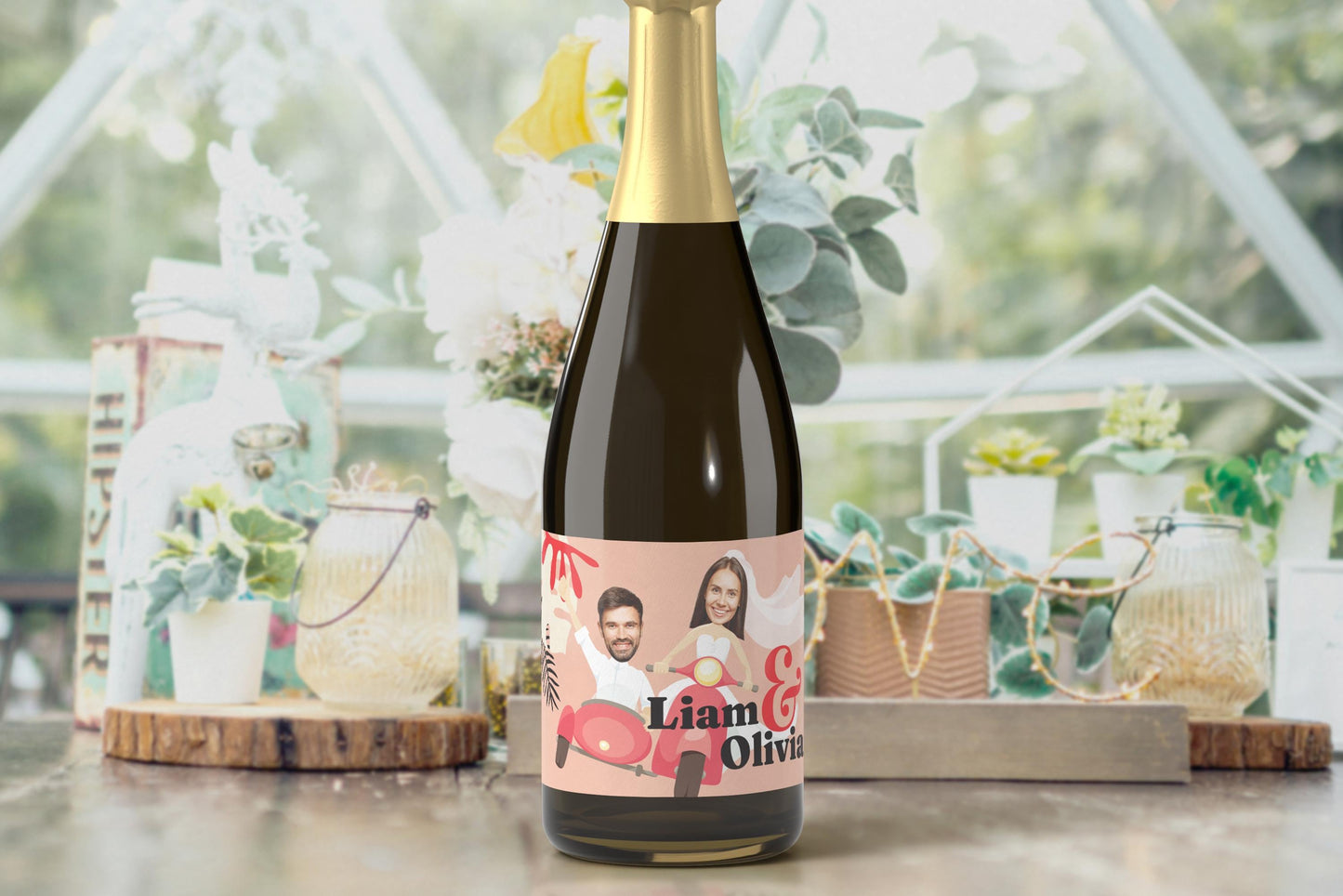 Personalized Engagement Champagne Label: Custom Photo Wine Sticker Digital Option Available