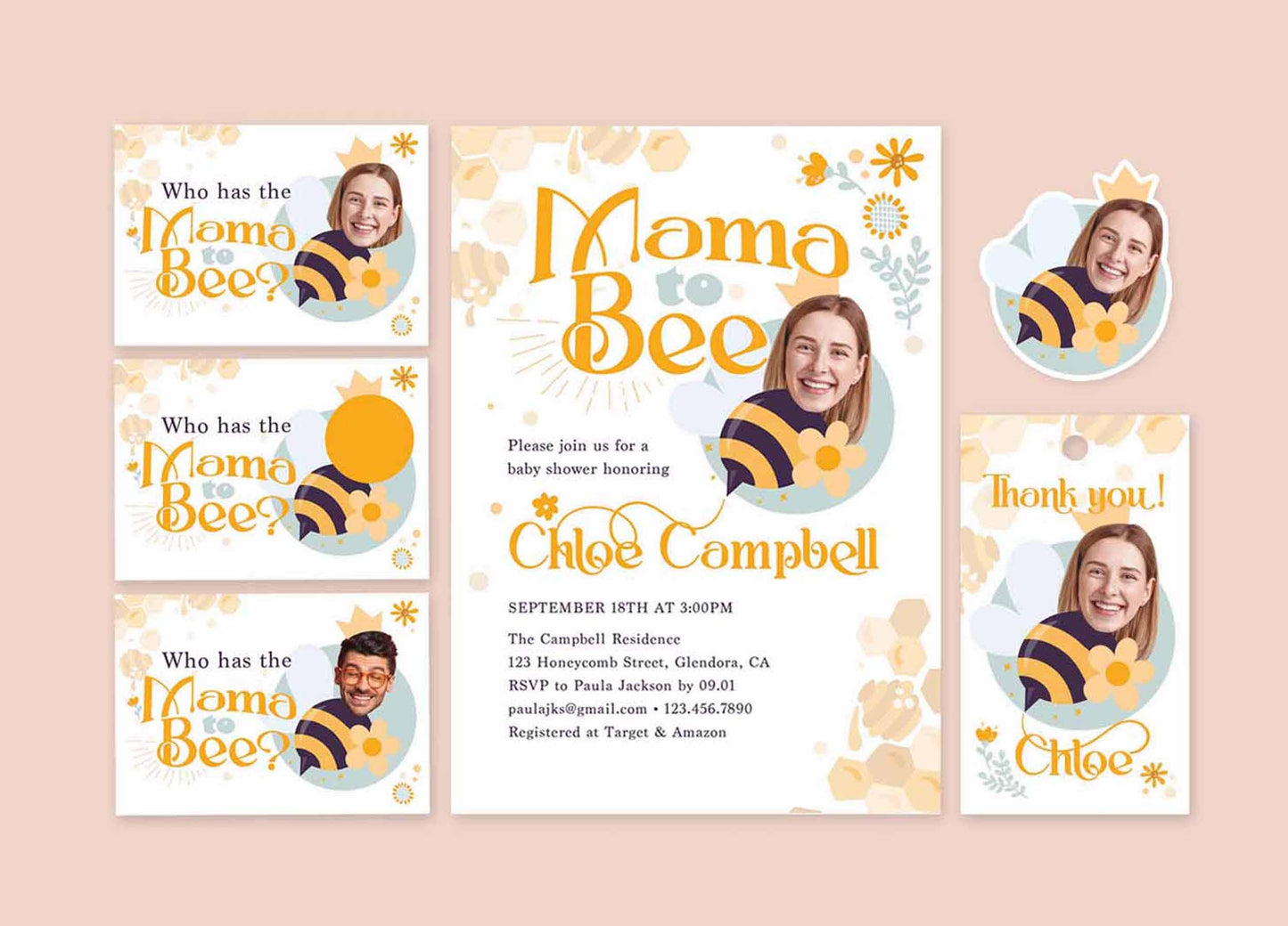 Personalized Bee Baby Shower Invitation: Mama to Bee, Gender Neutral (Digital Download, PDF & JPG