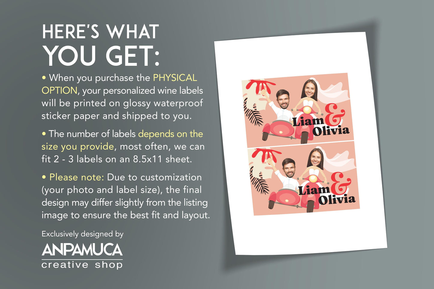 Personalized Engagement Champagne Label: Custom Photo Wine Sticker Digital Option Available