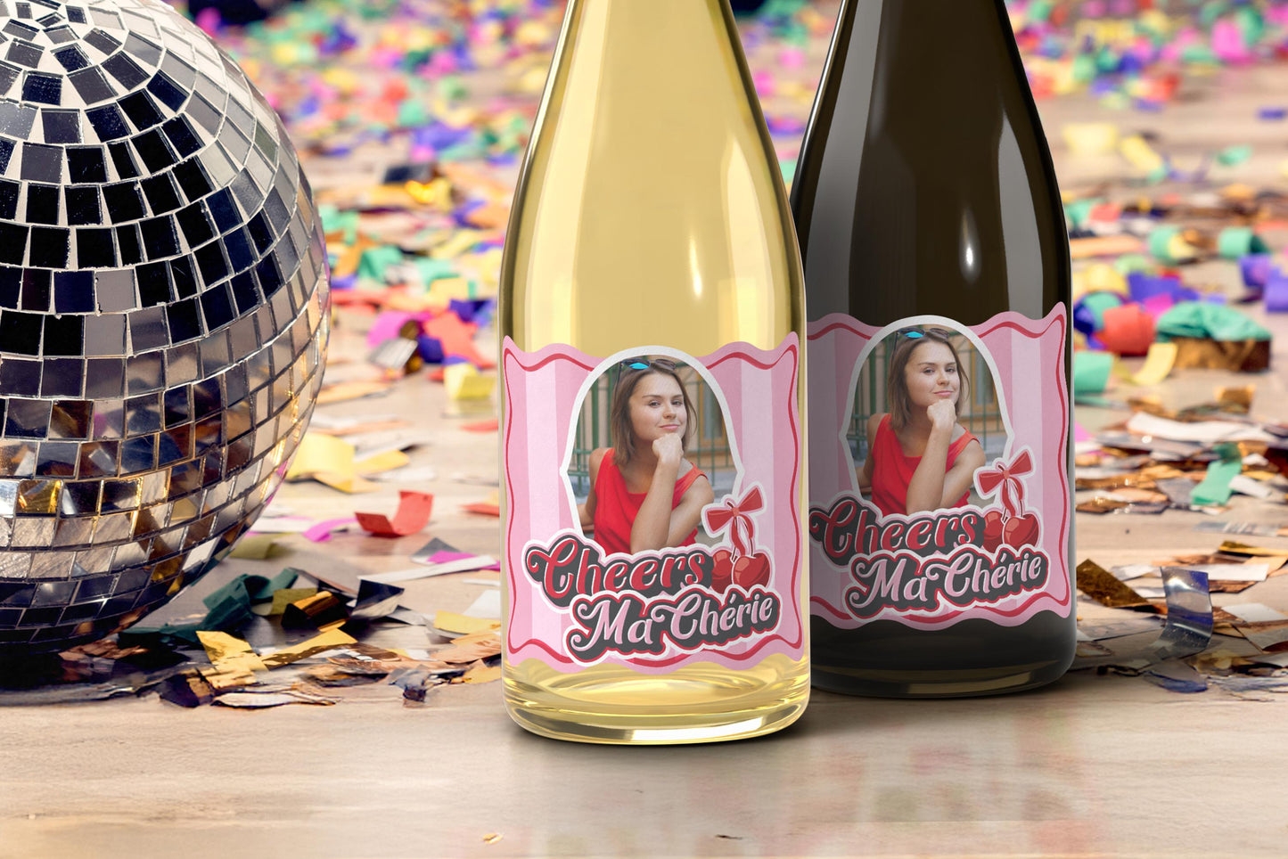 Custom wine Ma Cherie design with personalized label for bestie or girlfriend